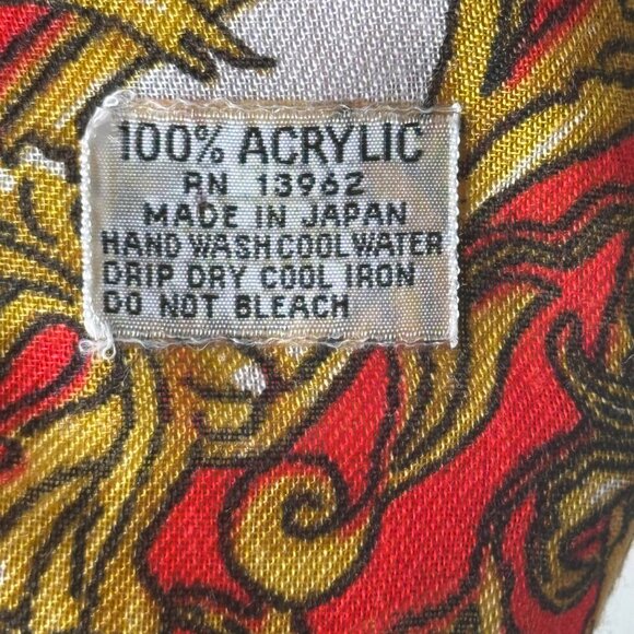 Stunning Vintage Floral Rose Print Scarf 30" Red Yellow Cottage Retro Art - Picture 3 of 9